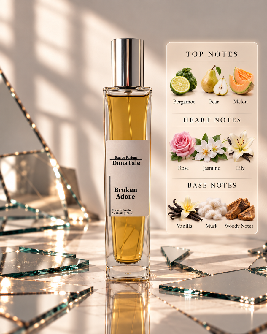 Broken Adore Eau de Parfum surrounded by soft florals